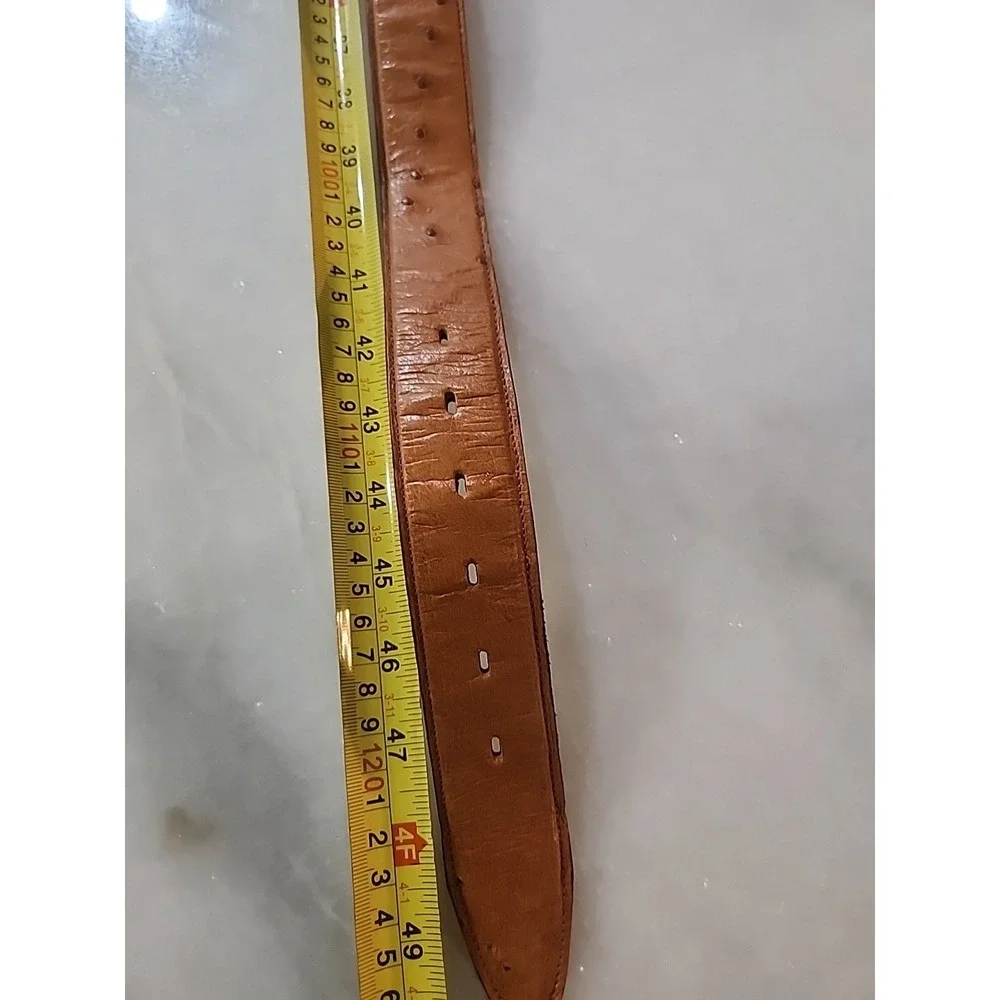 50-inch /1.5 in Genuine Ostrich Leather Belt Strap Tan Full‎ Quill New/Old Stock